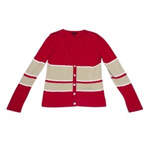 ESCADA Red Cream Cardigan Sweater Tank Top Bundle Long Sleeve Preppy Workwear